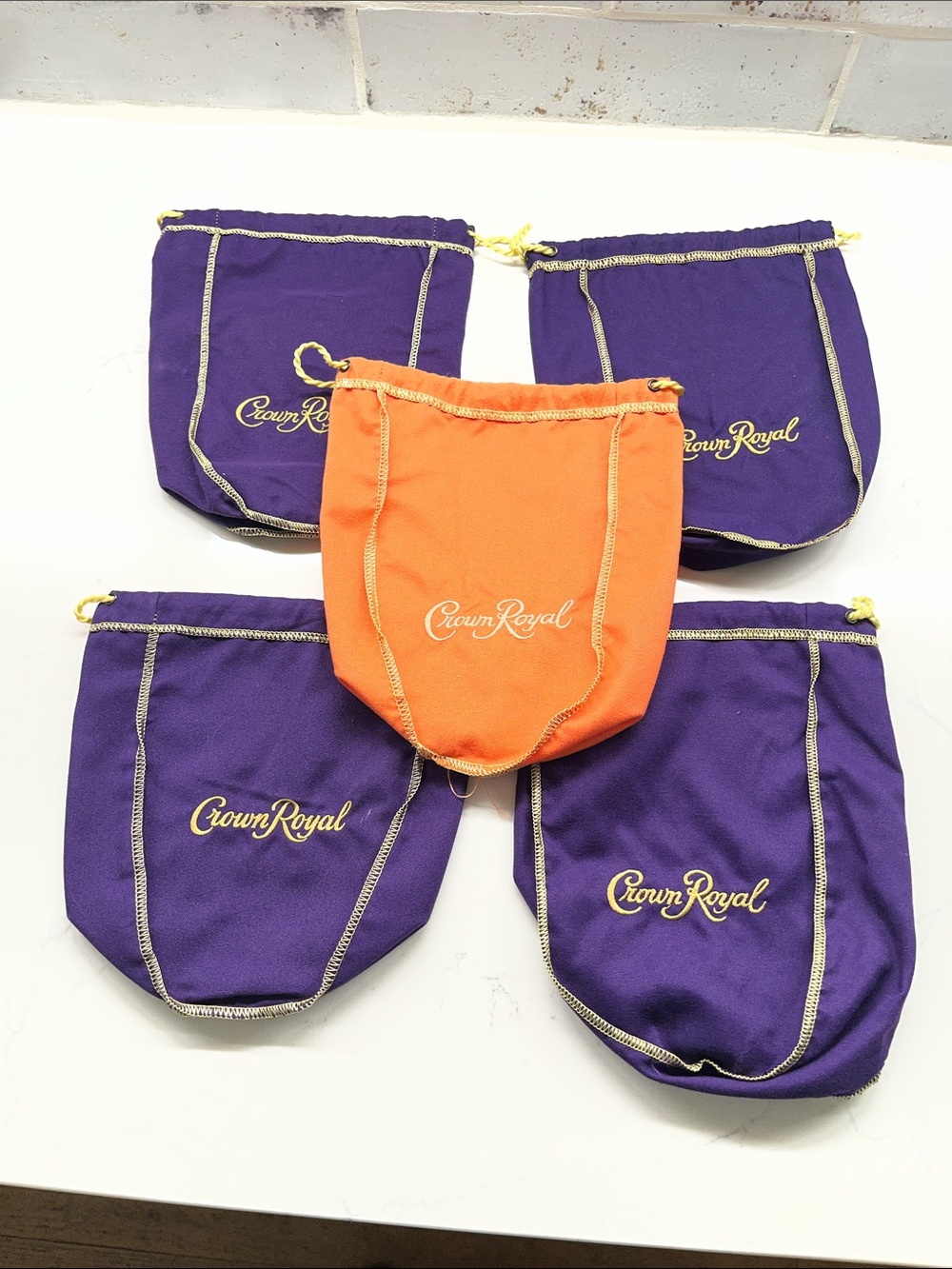 Crown Royal Velvet Drawstring Pouches - Purple & Orange